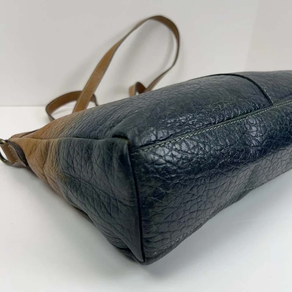 PATRICIA NASH Poppy Italian Leather Satchel Tote Distressed‎ Gradient Brown Blue